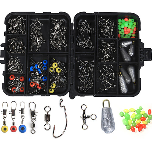 

160 pcs Fishing Hooks Fishing Snaps & Swivels Fishing Beads Fishing Accessories Set Lead Metal ABS Easy to Carry Easy to Use Other