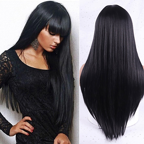 

Synthetic Wig Natural Straight Neat Bang Wig Medium Length A15 A16 A17 A18 A10 Synthetic Hair Women's Cosplay Party Fashion Black Brown