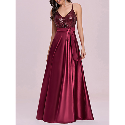 

Women's A Line Dress Maxi long Dress Wine Sleeveless Solid Color Fall Spring Elegant Sexy 2021 S M L XL XXL 3XL 4XL