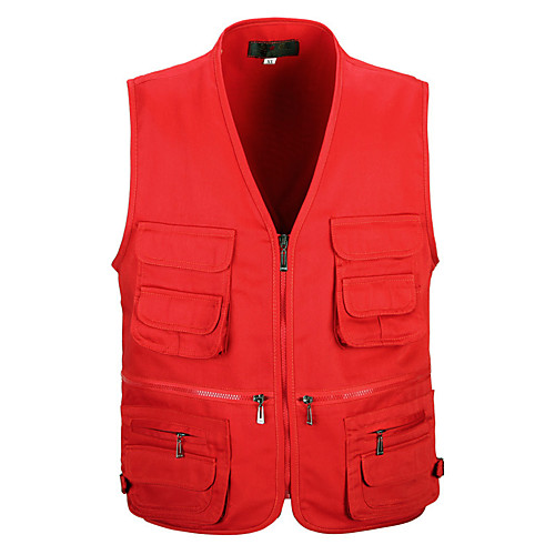 

Men's Fishing Vest Outdoor Multi-Pockets Quick Dry Lightweight Breathable Vest / Gilet Spring, Fall, Winter, Summer Fishing Photography Camping & Hiking Black Red Army Green / Cotton / Solid Colored