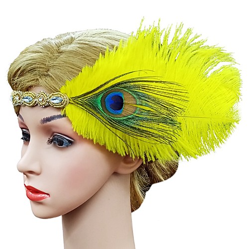 

Vintage Style 1920s Feather / Fabric Fascinators with Feather / Crystals 1 Piece Special Occasion / Party / Evening Headpiece