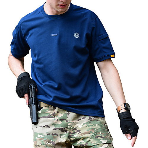 

Men's Hunting T-shirt Military Tactical Shirt Solid Colored Short Sleeve Outdoor Summer Fast Dry Breathability Wearable Quick Dry Top Polyester Camping / Hiking Hunting Fishing Black Blue Green Brown