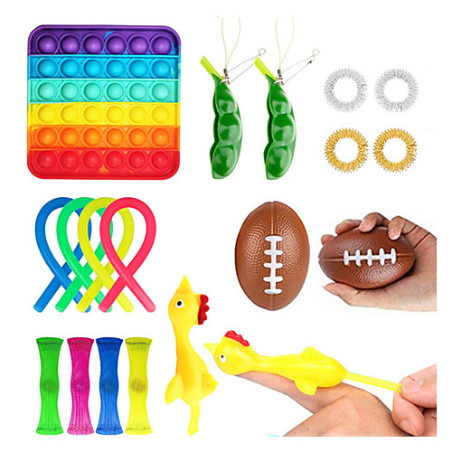 

19 pcs Fidget Toy Sensory Toy Autism Squishy Stress Reliever Toy Adult Child Funny Anti-stress Push Pop Bubble kids Toy