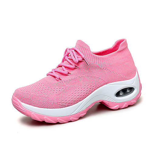 

Women's Trainers Athletic Shoes Wedge Heel Round Toe Sporty Minimalism Sweet Daily Outdoor Running Shoes Tissage Volant Solid Colored Black Red Pink