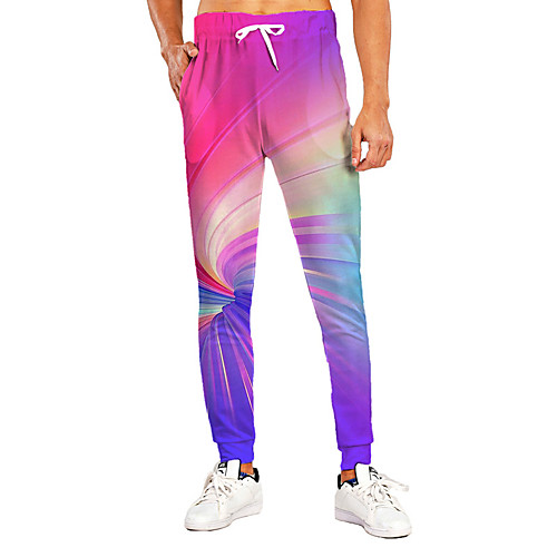 

Men's Sporty Casual / Sporty Breathable Quick Dry Sports Daily Holiday Pants Sweatpants Trousers Pants Graphic Graphic Prints Full Length Print Blushing Pink