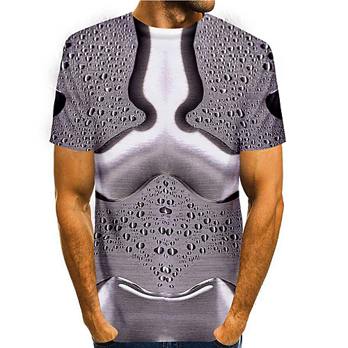 

Men's T shirt 3D Print Graphic 3D 3D Print Short Sleeve Daily Tops Basic Casual Gray