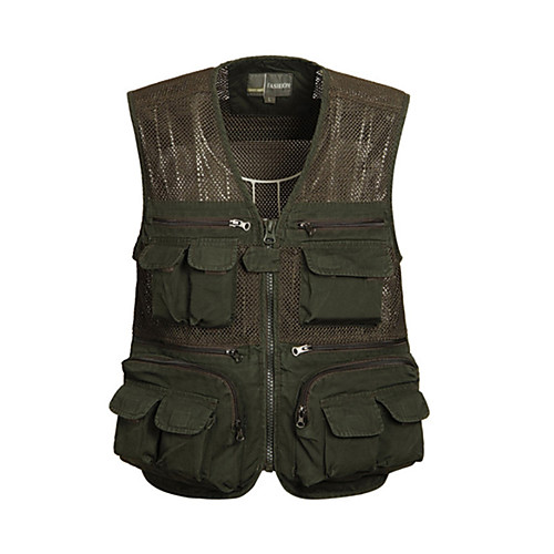 

Men's Hiking Vest / Gilet Fishing Vest Military Tactical Vest Sleeveless Vest / Gilet Jacket Top Outdoor Lightweight Breathable Quick Dry Sweat wicking Spring Summer Cotton Solid Color Army Green