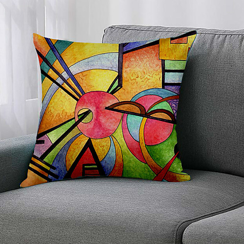 

Double Side 1 Pc Geometri Cushion Cover Print 45x45cm Linen for Sofa Bedroom