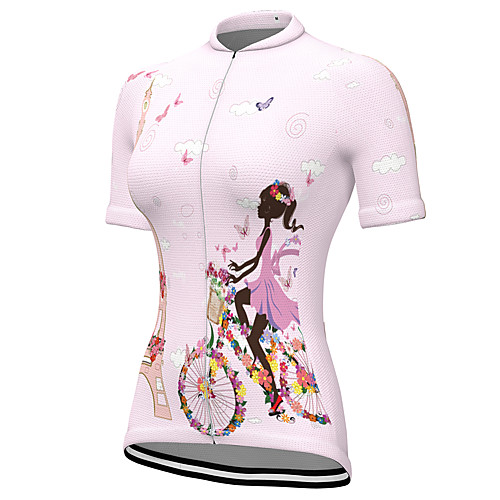 

21Grams Women's Short Sleeve Cycling Jersey Spandex Pink Butterfly Floral Botanical Bike Top Mountain Bike MTB Road Bike Cycling Breathable Sports Clothing Apparel / Stretchy / Athleisure