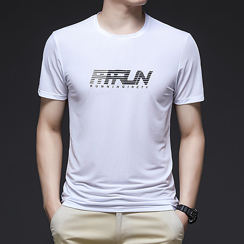 

Men's T shirt Hiking Tee shirt Short Sleeve Tee Tshirt Top Outdoor Quick Dry Lightweight Breathable Sweat wicking Autumn / Fall Spring Elastane White Black Grey Fishing Climbing Running
