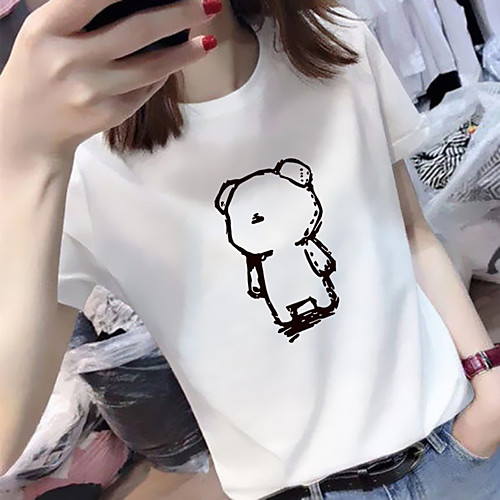 

Women's Tee / T-shirt Pure Color Crew Neck Spandex Cartoon Sport Athleisure Top Short Sleeves Breathable Soft Comfortable Everyday Use Casual Daily Outdoor