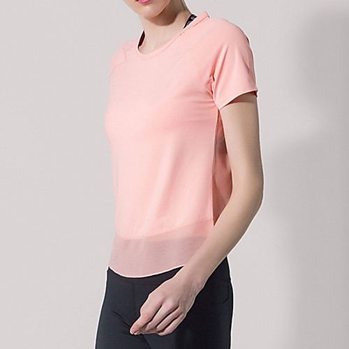 

Women's Tee / T-shirt Mesh Patchwork Crew Neck Spandex Solid Color Sport Athleisure T Shirt Top Short Sleeves Breathable Quick Dry Soft Comfortable Everyday Use Street Casual Daily Outdoor