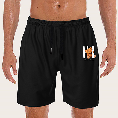 

Men's Sporty Casual / Sporty Daily Holiday Shorts Pants Graphic Short Drawstring Pocket Print Black