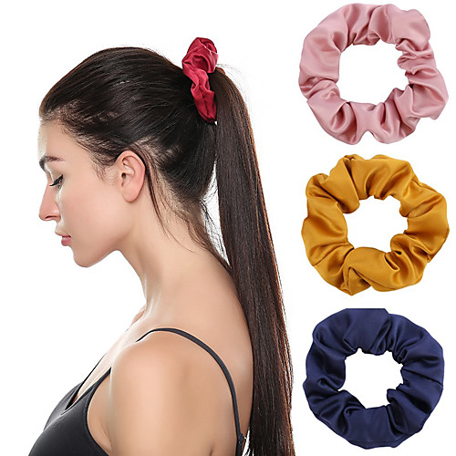 

3 pcs Cross-border Creative New Solid Color Satin Cloth Headband Versatile Headband Large Intestine Hairband Rubber Band Headwear