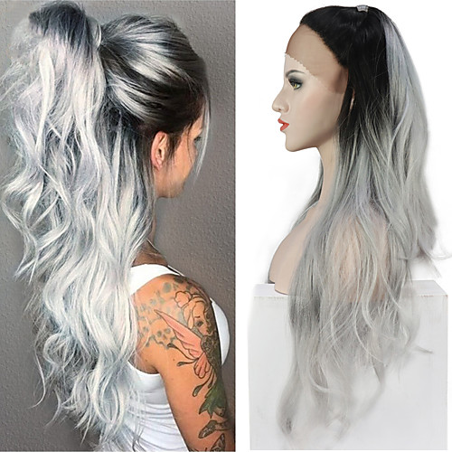 

Long Wavy Ombre Wigs Lace Front Synthetic Wig With Ponytail For Women Heat Resistant Hair 26 Inch