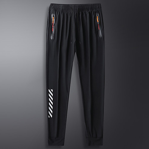 

Men's Running Pants Athletic Bottoms Drawstring Zipper Pocket Nylon Spandex Winter Fitness Gym Workout Running Training Exercise Breathable Soft Sweat wicking Normal Sport Solid Colored Black