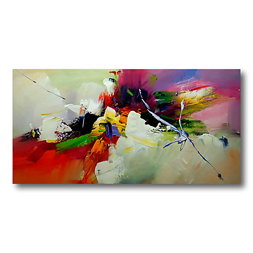 

Stretched Oil Painting Hand Painted Canvas Abstract Comtemporary Modern High Quality Blue Red Ready to Hang