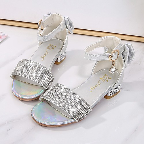 

Girls' Sandals Princess Shoes Microfiber Little Kids(4-7ys) Big Kids(7years ) Daily Walking Shoes Rivet Buckle Pink Silver Spring Summer / Square Toe