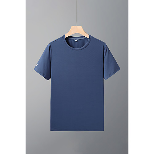 

Men's Hiking Tee shirt Short Sleeve Crew Neck Tee Tshirt Outdoor Windproof Breathable Quick Dry Ultraviolet Resistant Spring Summer Polyester Solid Color White Black Light Purple Hunting Fishing