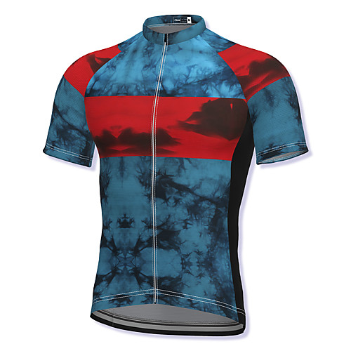 

21Grams Men's Short Sleeve Cycling Jersey Spandex Blue Bike Top Mountain Bike MTB Road Bike Cycling Breathable Quick Dry Sports Clothing Apparel / Athleisure