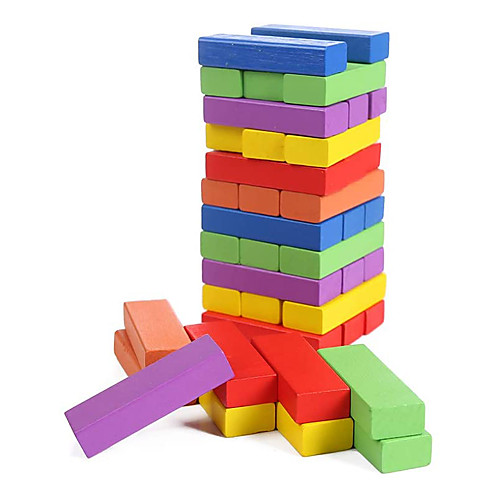 

Wood Building BlocksStacked Game Stacking Height Inverted Tower Mixed Colors (48 PCS)