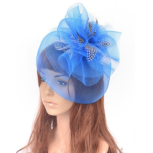 

Flower Style Retro Tulle Fascinators with Feather / Floral 1 Piece Special Occasion / Party / Evening Headpiece