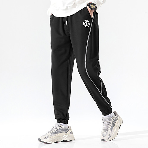 

Men's Classic Style Casual / Sporty Chinos Sweatpants Pants Stripe Black Grey