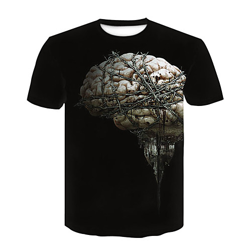 

Men's T shirt 3D Print 3D Short Sleeve Casual Tops Black