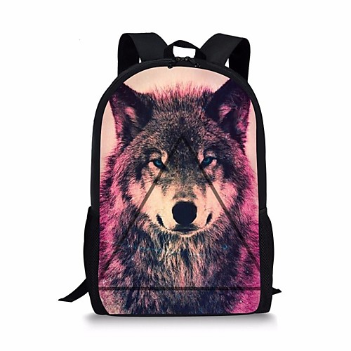 

Unisex Polyester School Bag Rucksack 3D Large Capacity Zipper Animal School Backpack White Black Blue Fuchsia Green