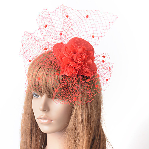 

Elegant Retro Tulle Fascinators with Floral / Polka Dot 1 Piece Special Occasion / Party / Evening Headpiece