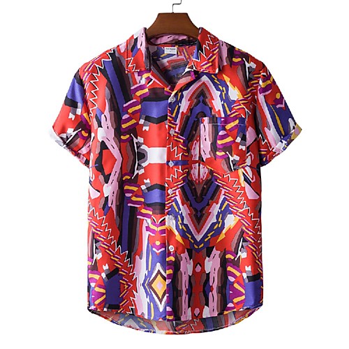 

Men's Shirt 3D Print Graphic Prints Print Short Sleeve Vacation Tops Red