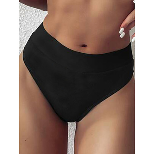 

Women's Bikini Bottom Swimsuit Tummy Control Solid Color Black Swimwear Bathing Suits New Casual Sexy