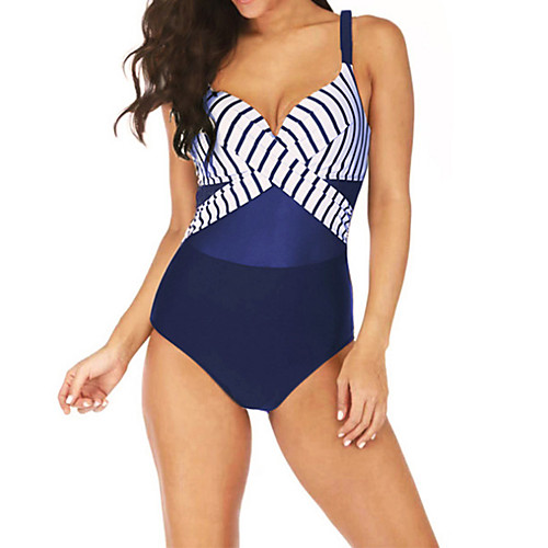 

Women's One Piece Swimsuit Swimwear Bodysuit Breathable Quick Dry Sleeveless Swimming Surfing Water Sports Patchwork Summer / Plus Size