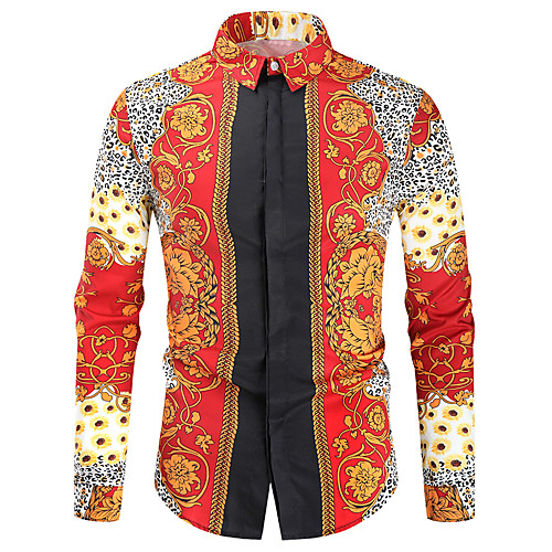 

Men's Shirt 3D Print Graphic Long Sleeve Daily Tops Red