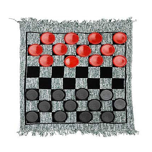 

3 in 1 Giant Checkers Win Mega Tic Tac Toe Indoor Outdoor Jumbo Classic Board Games Including 28 Reversible Rug with 24 Checkers PiecesCheckers Cloth Mat Game for Travel Family Party