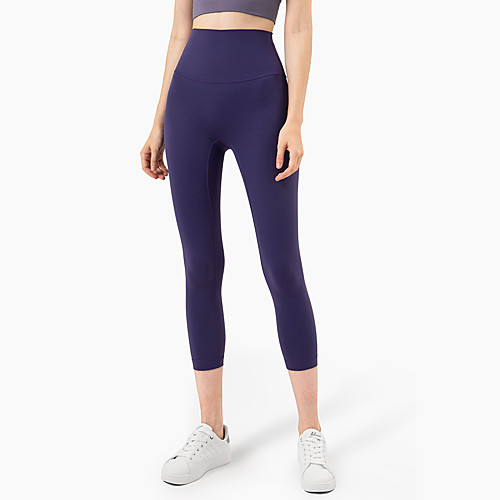 

Women's High Waist Yoga Pants Hidden Waistband Pocket Capri Leggings Tummy Control Butt Lift Breathable Solid Color Purple Red Light Green Nylon Spandex Yoga Fitness Gym Workout Winter Sports