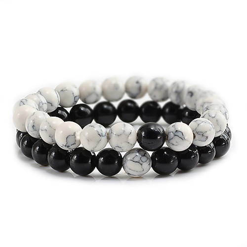 

Men's Bead Bracelet Beads Fashion Trendy Stone Bracelet Jewelry BlackWhite / White / Black For Gift Festival