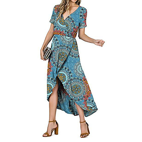 

Women's Swing Dress Knee Length Dress Black Blue Red Fuchsia Orange Green Dusty Blue Royal Blue Navy Blue Short Sleeve Print Color Block Patchwork Print Summer V Neck Casual 2021 S M L XL XXL