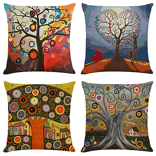 

Cushion Cover 4PCS Linen Soft Halloween Simple Classic Square Throw Pillow Cover Cushion Case Pillowcase for Sofa Bedroom 45 x 45cm (18 x 85 Inch)Superior Quality Machine Washable