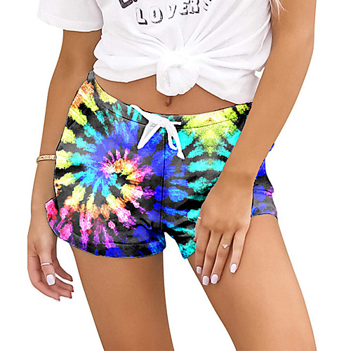 

Women's Simple Cute Comfort Daily Beach Shorts Pants Tie Dye Short Drawstring Black / Red Yellow Fuchsia Dark Blue Light Blue