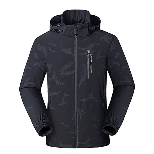 

Men's Hiking Jacket Outdoor Camo Waterproof Windproof Breathable Anti-tear Top Full Length Visible Zipper Fishing Climbing Camping / Hiking / Caving Dark Grey Black Dark Blue