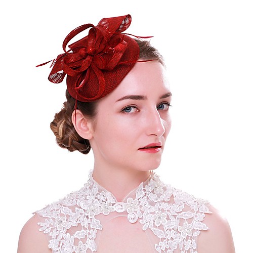

Elegant Retro Flax Fascinators with Feather / Bowknot 1 Piece Special Occasion / Party / Evening Headpiece