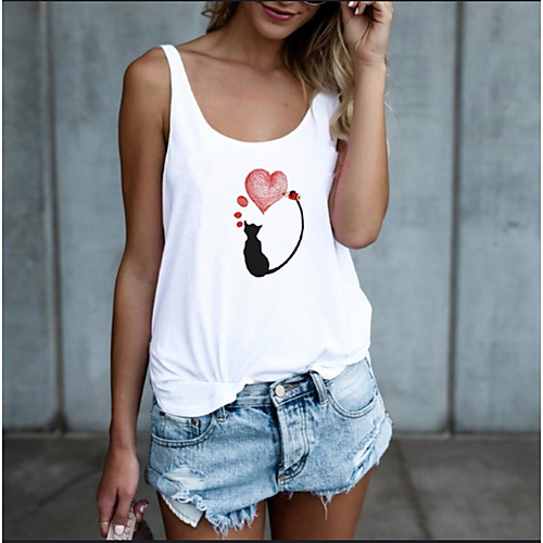 

Women's Tank Top Tee / T-shirt Pure Color Scoop Neck Cat Heart Sport Athleisure Top Sleeveless Breathable Soft Comfortable Everyday Use Street Casual Daily Outdoor