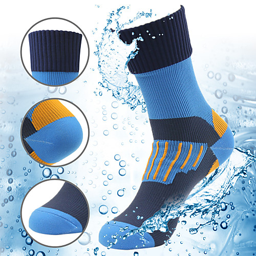 

Men's Women's Hiking Socks 1 Pair Winter Outdoor Waterproof Breathable Warm Stretchy Socks Patchwork Nylon Chinlon Blue for Fishing Climbing Camping / Hiking / Caving