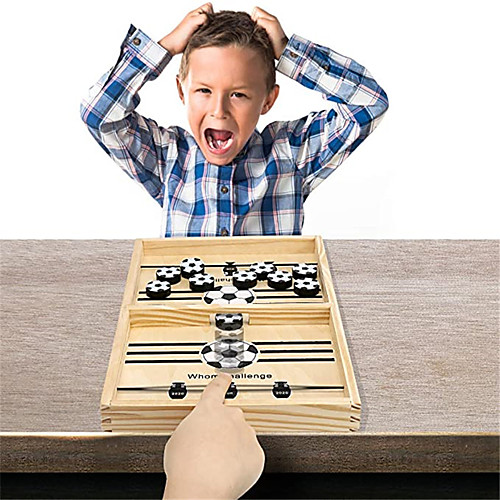 

ast Sling Foosball Puck Game Table Desktop Battle Ice Hockey Board Game - Wooden Winner Board Battle Games Toys for Kids - Large Tabletop Sport Board Slingshot Game for Adults