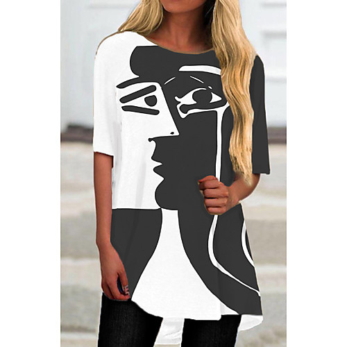 

Women's T Shirt Dress Tee Dress Short Mini Dress Black Half Sleeve Print Color Block Print Spring Summer Round Neck Casual 2021 S M L XL XXL 3XL