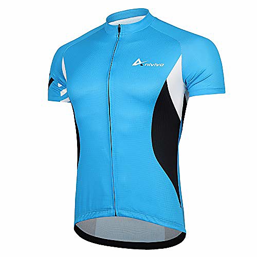 

men cycling jersey short sleeves, bike shirts for men &full zip road bike jersey with pockets(blue,s)
