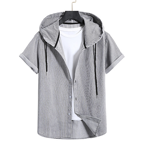 

Men's Sweatshirt Shirt non-printing Color Block Plain Patchwork Short Sleeve Casual Tops Light gray