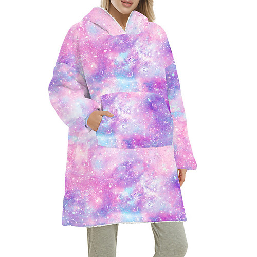 

Women's Home Polyester Hooded Loungewear Long Sleeve Pocket Winter Tie Dye One-Size Black / Print