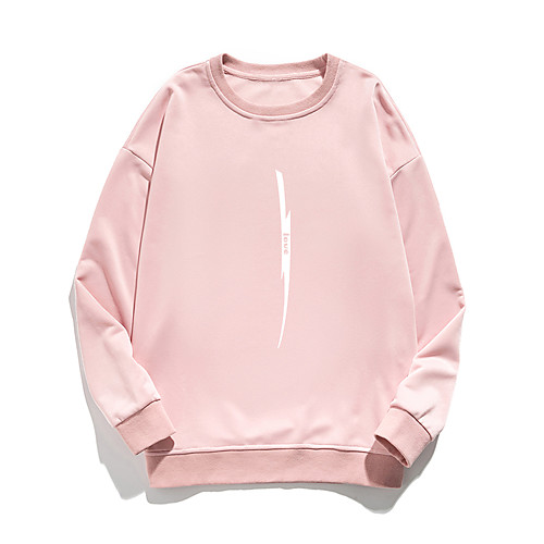 

Women's Pullover Sweatshirt Letter Print Daily Other Prints Basic Hoodies Sweatshirts White Blue Blushing Pink